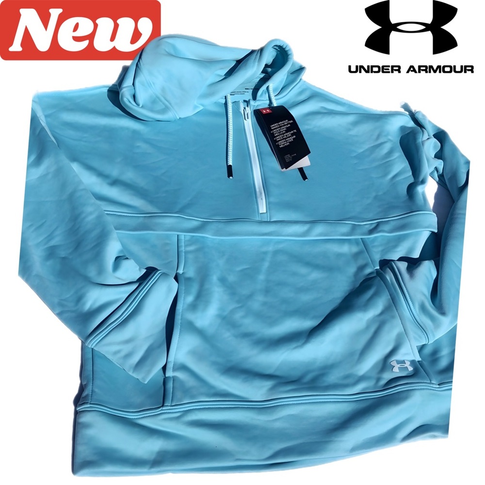 🛑CLEARANCE‼️ 🆕 Under Armour DFO Tech Terry Hoodie teal w/ thumb holes